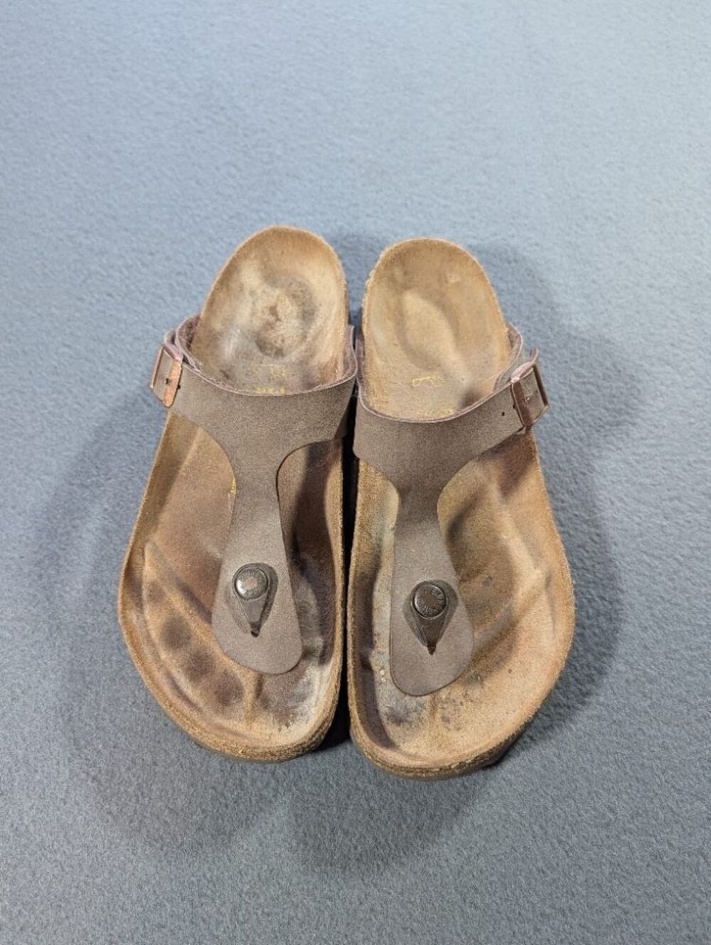 Birkenstock Gizeh Thong Sandals Brown Leather Footbed Size 38 EU 7 US